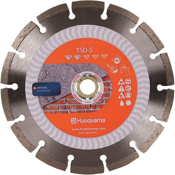 Husqvarna - 4" Diam, 5/8 & 7/8" Arbor Hole Diam, Continuous Edge Tooth Wet & Dry Cut Saw Blade - Diamond-Tipped, Fast Cutting Action, Standard Round Arbor - Americas Industrial Supply