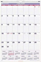 AT-A-GLANCE - 12 Sheet, 20 x 30", Wall Calendar - Blue & Red - Americas Industrial Supply