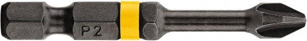 DeWALT - #1 Phillips Screwdriver Bit - 1/4" Hex Drive, 2" OAL - Americas Industrial Supply