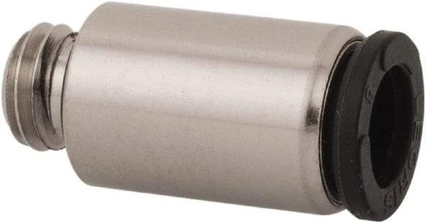 Legris - 4mm Outside Diam, M5x0.8 Metric, Nickel Plated Brass Push-to-Connect Tube Male Connector with Internal Hex - 290 Max psi, Tube to Metric Thread Connection, Nitrile O-Ring - Americas Industrial Supply