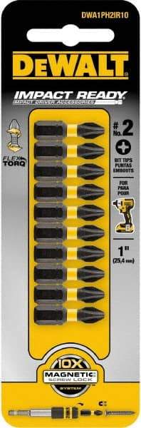 DeWALT - #2 Phillips Screwdriver Bit - 1/4" Hex Drive, 1" OAL - Americas Industrial Supply