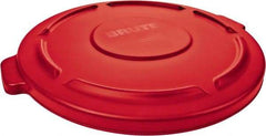 Rubbermaid - Round Lid for Use with 32 Gal Round Trash Cans - Red, Low-Density Polyethylene, For Brute Trash Cans - Americas Industrial Supply