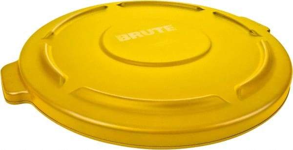 Rubbermaid - Round Lid for Use with 32 Gal Round Trash Cans - Yellow, Low-Density Polyethylene, For Brute Trash Cans - Americas Industrial Supply