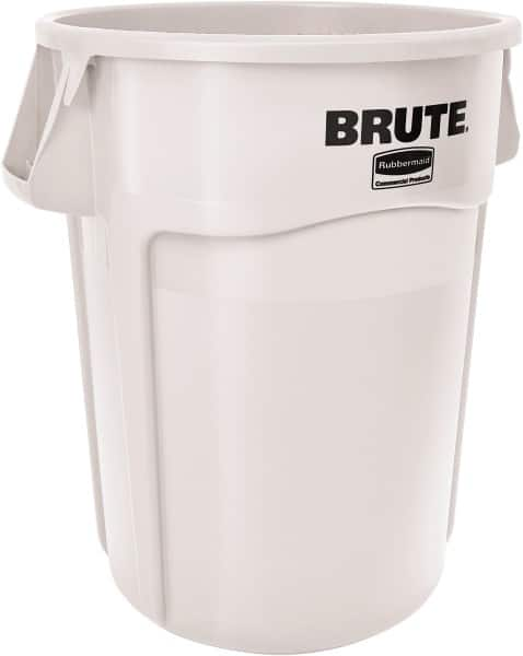 Rubbermaid - 10 Gal White Round Trash Can - Polyethylene, None Graphic, 17-1/8" High, Lid Not Included - Americas Industrial Supply