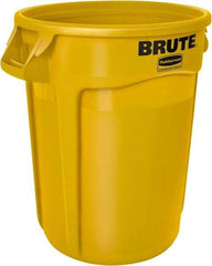 Rubbermaid - 20 Gal Yellow Round Trash Can - Polyethylene, 22.93" High - Americas Industrial Supply