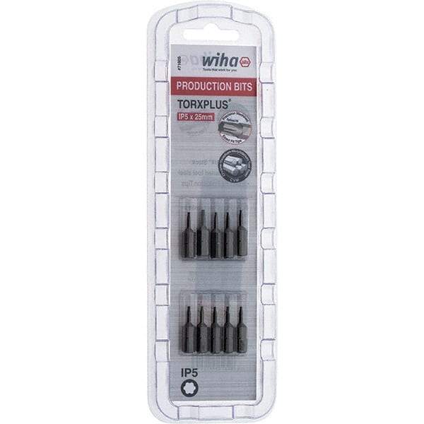 Wiha - 1/4" Drive IP5 Torx Plus Screwdriver Bit - 1" OAL, Insert Bit - Americas Industrial Supply