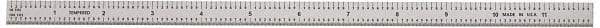 General - 12" Long, 1/100, 1/10" and 0.5, 1mm Graduation, Flexible Steel Rule - Decimal/Metric Graduation Style, 1/2" Wide, Silver, Satin Chrome Finish - Americas Industrial Supply