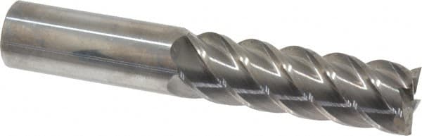 Accupro - 1", 3-1/4" LOC, 1" Shank Diam, 6" OAL, 5 Flute, Solid Carbide Square End Mill - Single End, Uncoated, Spiral Flute, 45° Helix, Centercutting, Right Hand Cut, Right Hand Flute - Americas Industrial Supply