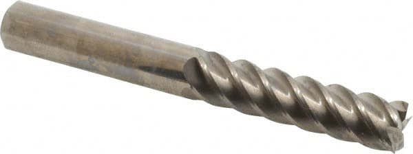 Accupro - 5/8", 2-1/2" LOC, 5/8" Shank Diam, 5" OAL, 5 Flute, Solid Carbide Square End Mill - Single End, Uncoated, Spiral Flute, 45° Helix, Centercutting, Right Hand Cut, Right Hand Flute - Americas Industrial Supply