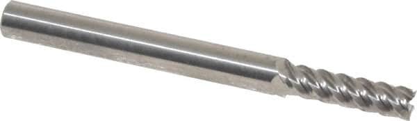 Accupro - 5/32", 9/16" LOC, 3/16" Shank Diam, 2" OAL, 5 Flute, Solid Carbide Square End Mill - Single End, Uncoated, Spiral Flute, 45° Helix, Centercutting, Right Hand Cut, Right Hand Flute - Americas Industrial Supply