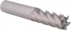 Accupro - 3/8", 1-1/2" LOC, 3/8" Shank Diam, 4" OAL, 5 Flute, Solid Carbide Square End Mill - Single End, Uncoated, Spiral Flute, 45° Helix, Centercutting, Right Hand Cut, Right Hand Flute - Americas Industrial Supply
