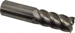 Accupro - 7/8", 2" LOC, 7/8" Shank Diam, 4" OAL, 5 Flute, Solid Carbide Square End Mill - Single End, Uncoated, Spiral Flute, 45° Helix, Centercutting, Right Hand Cut, Right Hand Flute - Americas Industrial Supply