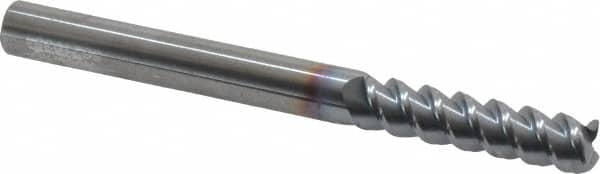 Accupro - 3/8", 1-1/2" LOC, 3/8" Shank Diam, 4" OAL, 3 Flute, Solid Carbide Square End Mill - Single End, TiCN Finish, Spiral Flute, 60° Helix, Centercutting, Right Hand Cut, Right Hand Flute - Americas Industrial Supply