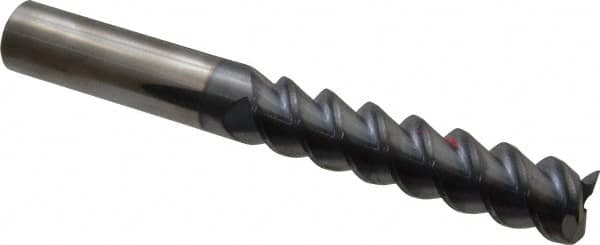 Accupro - 3/4", 3-1/4" LOC, 3/4" Shank Diam, 6" OAL, 3 Flute, Solid Carbide Square End Mill - Single End, TiCN Finish, Spiral Flute, 60° Helix, Centercutting, Right Hand Cut, Right Hand Flute - Americas Industrial Supply