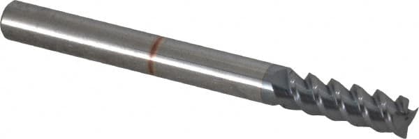 Accupro - 3/16", 9/16" LOC, 3/16" Shank Diam, 2" OAL, 3 Flute, Solid Carbide Square End Mill - Single End, TiCN Finish, Spiral Flute, 60° Helix, Centercutting, Right Hand Cut, Right Hand Flute - Americas Industrial Supply