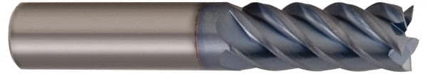 Accupro - 3/4", 1" LOC, 3/4" Shank Diam, 3" OAL, 5 Flute, Solid Carbide Square End Mill - Single End, TiCN Finish, Spiral Flute, 45° Helix, Centercutting, Right Hand Cut, Right Hand Flute - Americas Industrial Supply
