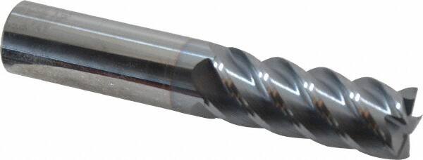 Accupro - 5/8", 1-5/8" LOC, 5/8" Shank Diam, 3-1/2" OAL, 5 Flute, Solid Carbide Square End Mill - Single End, TiCN Finish, Spiral Flute, 45° Helix, Centercutting, Right Hand Cut, Right Hand Flute - Americas Industrial Supply