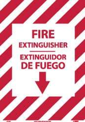 NMC - Fire Extinguisher, Pressure Sensitive Vinyl Fire Sign - 14" Wide x 10" High, English/Spanish, Glow-in-the-Dark - Americas Industrial Supply