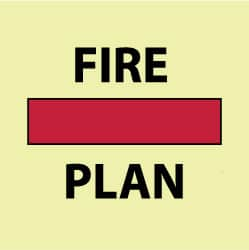 NMC - "Fire Plan", 6" Long x 6" Wide, Rigid Plastic Safety Sign - Square, 0.05" Thick, Use for Marine Application - Americas Industrial Supply