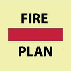 NMC - "Fire Plan", 6" Long x 6" Wide, Pressure-Sensitive Vinyl Safety Sign - Square, 0.004" Thick, Use for Marine Application - Americas Industrial Supply