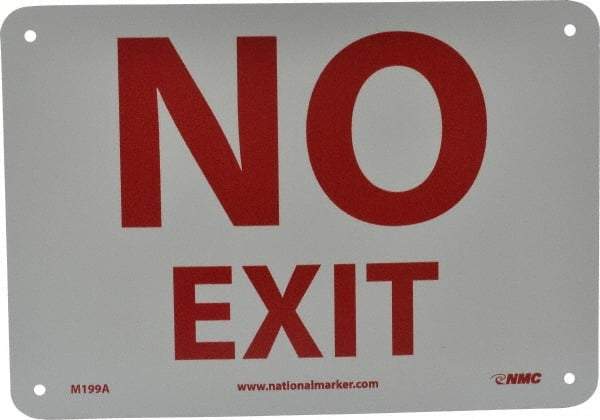 NMC - No Exit, Aluminum Exit Sign - 10" Wide x 7" High - Americas Industrial Supply