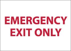 NMC - Emergency Exit Only, Aluminum Exit Sign - 10" Wide x 7" High - Americas Industrial Supply