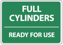 NMC - "Full Cylinders - Ready for Use", 14" Long x 10" Wide, Pressure-Sensitive Vinyl Safety Sign - Rectangle, 0.004" Thick, Use for Accident Prevention - Americas Industrial Supply