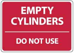 NMC - "Empty Cylinders - Do Not Use", 10" Long x 14" Wide, Aluminum Safety Sign - Rectangle, 0.04" Thick, Use for Accident Prevention - Americas Industrial Supply