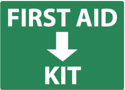 NMC - "First Aid Kit", 10" Long x 14" Wide, Aluminum Safety Sign - Rectangle, 0.04" Thick, Use for First Aid - Americas Industrial Supply