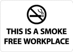 NMC - "This Is a Smoke Free Workplace", 10" Long x 14" Wide, Aluminum Safety Sign - Rectangle, 0.04" Thick, Use for Smoking Regulations - Americas Industrial Supply