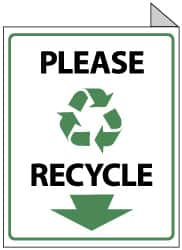 NMC - "Please Recycle", 10" Long x 8" Wide, Rigid Plastic Safety Sign - Rectangle, 0.05" Thick, Use for Restroom, Janitorial & Housekeeping - Americas Industrial Supply