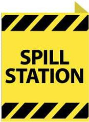 NMC - "Spill Station", 10" Long x 8" Wide, Rigid Plastic Safety Sign - Rectangle, 0.05" Thick, Use for Restroom, Janitorial & Housekeeping - Americas Industrial Supply