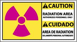 NMC - "Caution - Radiation Area - Authorized Personnel Only", 10" Long x 18" Wide, Rigid Plastic Safety Sign - Rectangle, 0.05" Thick, Use for Accident Prevention - Americas Industrial Supply