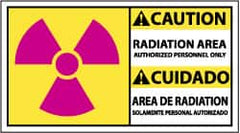 NMC - "Caution - Radiation Area - Authorized Personnel Only", 10" Long x 18" Wide, Pressure-Sensitive Vinyl Safety Sign - Rectangle, 0.004" Thick, Use for Accident Prevention - Americas Industrial Supply