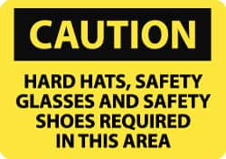 NMC - "Caution - High Noise Level - Use Ear Protection", 10" Long x 14" Wide, Pressure-Sensitive Vinyl Safety Sign - Rectangle, 0.004" Thick, Use for Accident Prevention - Americas Industrial Supply