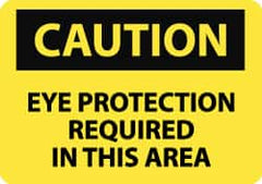 NMC - Accident Prevention Label, Header: CAUTION - Legend: Caution - Eye Protection Required in This Area, English, Black & Yellow, 5" Long x 3" High, Sign Muscle Finish - Americas Industrial Supply
