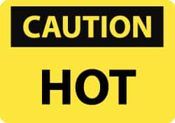 NMC - "Caution - Hot", 10" Long x 14" Wide, Pressure-Sensitive Vinyl Safety Sign - Rectangle, 0.004" Thick, Use for Hazardous Materials - Americas Industrial Supply