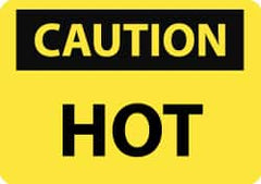 NMC - "Caution - Hot", 10" Long x 14" Wide, Pressure-Sensitive Vinyl Safety Sign - Rectangle, 0.004" Thick, Use for Hazardous Materials - Americas Industrial Supply