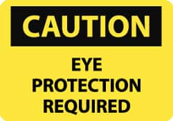 NMC - "Caution - Eye Protection Required", 10" Long x 14" Wide, Pressure-Sensitive Vinyl Safety Sign - Rectangle, 0.004" Thick, Use for Accident Prevention - Americas Industrial Supply