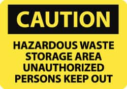 NMC - "Caution - Hazardous Waste Storage Area - Unauthorized Persons Keep Out", 10" Long x 14" Wide, Rigid Plastic Safety Sign - Rectangle, 0.05" Thick, Use for Hazardous Materials - Americas Industrial Supply