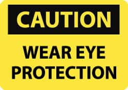 NMC - "Caution - Wear Eye Protection", 10" Long x 14" Wide, Rigid Plastic Safety Sign - Rectangle, 0.05" Thick, Use for Accident Prevention - Americas Industrial Supply