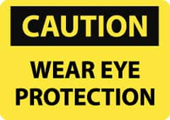 NMC - "Caution - Wear Eye Protection", 10" Long x 14" Wide, Aluminum Safety Sign - Rectangle, 0.04" Thick, Use for Accident Prevention - Americas Industrial Supply