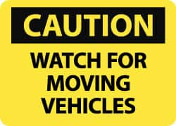 NMC - "Caution - Watch for Moving Vehicles", 10" Long x 14" Wide, Aluminum Safety Sign - Rectangle, 0.04" Thick, Use for Accident Prevention - Americas Industrial Supply