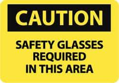 NMC - "Caution - Safety Glasses Required in This Area", 10" Long x 14" Wide, Aluminum Safety Sign - Rectangle, 0.04" Thick, Use for Accident Prevention - Americas Industrial Supply