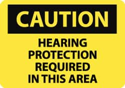 NMC - "Caution - Hearing Protection Required in This Area", 10" Long x 14" Wide, Aluminum Safety Sign - Rectangle, 0.04" Thick, Use for Accident Prevention - Americas Industrial Supply