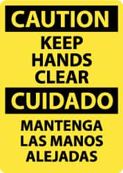 NMC - "Caution - Keep Hands Clear", 14" Long x 10" Wide, Pressure-Sensitive Vinyl Safety Sign - Rectangle, 0.004" Thick, Use for Accident Prevention - Americas Industrial Supply