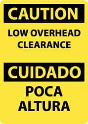 NMC - "Caution - Low Overhead Clearance", 14" Long x 10" Wide, Rigid Plastic Safety Sign - Rectangle, 0.05" Thick, Use for Accident Prevention - Americas Industrial Supply