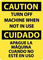 NMC - "Caution - Turn Machine Off When Not in Use", 14" Long x 10" Wide, Rigid Plastic Safety Sign - Rectangle, 0.05" Thick, Use for Accident Prevention - Americas Industrial Supply