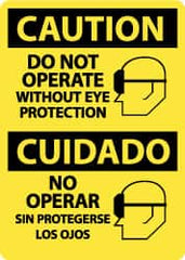 NMC - "Caution - Do Not Operate without Eye Protection", 14" Long x 10" Wide, Rigid Plastic Safety Sign - Rectangle, 0.05" Thick, Use for Accident Prevention - Americas Industrial Supply