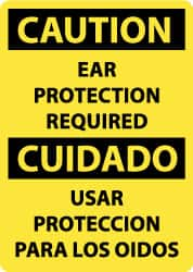 NMC - "Caution - Ear Protection Required", 14" Long x 10" Wide, Rigid Plastic Safety Sign - Rectangle, 0.05" Thick, Use for Accident Prevention - Americas Industrial Supply